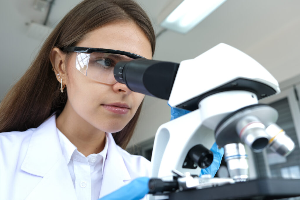 Student working in a science lab