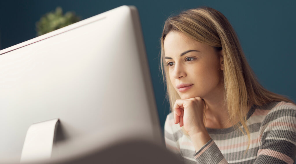 Student working at a computer